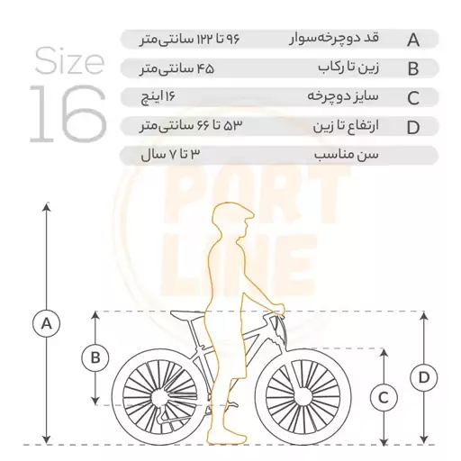 دوچرخه پورت لاین مدل چیچک سایز 16 سفید سبز