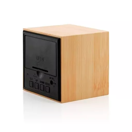 ساعت رومیزی دیجیتال مدل WOODEN CLOCK مکعبی طرح چوبی