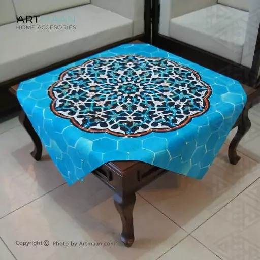 رومیزی مخمل  100x100 طرح گنبد مینا آرت مان