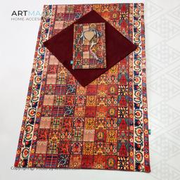 سجاده مخمل آستر دار طرح خشتی  آرت مان سایز 65x110