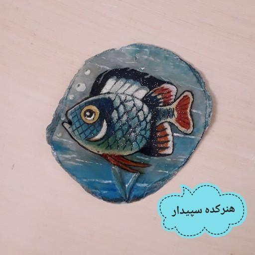 نقاشی ماهی فانتزی روی صدف طبیعی 2