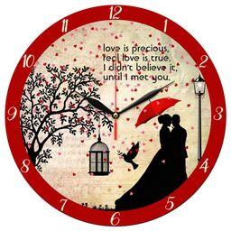 ساعت دیواری گرد مدل 1216 طرح عاشقانه پرنده و قفس و درخت و قلب و عشق قطر 30