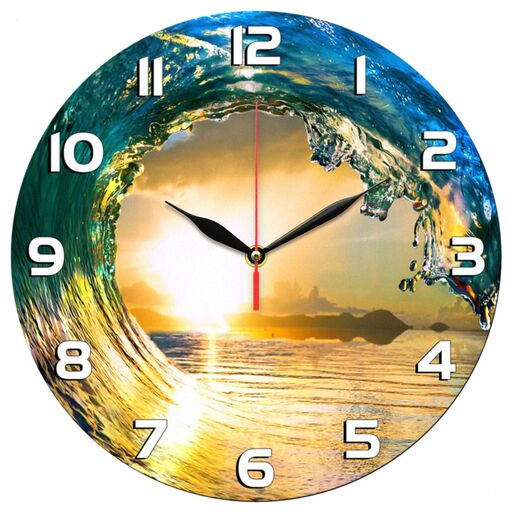 ساعت دیواری گرد مدل 1228 طرح موج آب دریا قطر 30 سانتیمتر