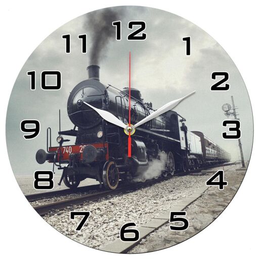 ساعت دیواری گرد مدل 1217 طرح لوکوموتیو قطار قطر 30 سانتیمتر