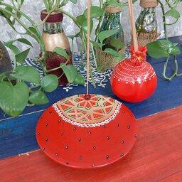 جاعودی و عود سوز طرح انار و هندوانه  یلدایی گالری مایا،طراحی شده با دست،قطر15سانتیمتر