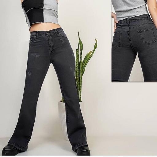شلوار جین زنانه دمپا گشاد مدل بوتکات رنگ زغالی .سرمه ای و آبی