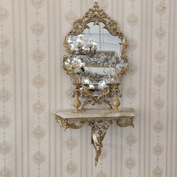 آینه و کنسول و شمعدان برنز دیواری مدل فرشته طلایی ( برنجی )