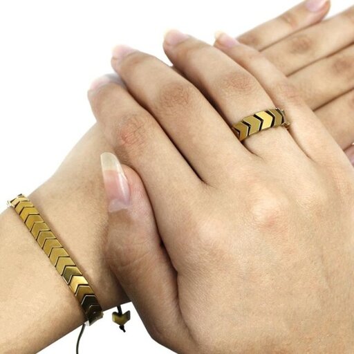 دستبند و انگشتر حدید طلایی