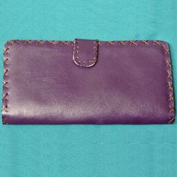 کیف پول زنانه - چرم مصنوعی - دست دوز - سایز 20x10 cm - رنگ بنفش