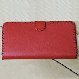 کیف پول زنانه - چرم مصنوعی - دست دوز - سایز 20x10 cm - رنگ قرمز