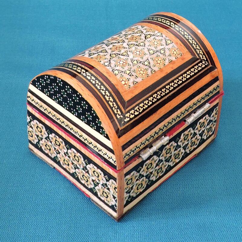 جعبه جواهر - خاتم کاری اصل اصفهان - طرح نیم دایره -  سایز کوچک