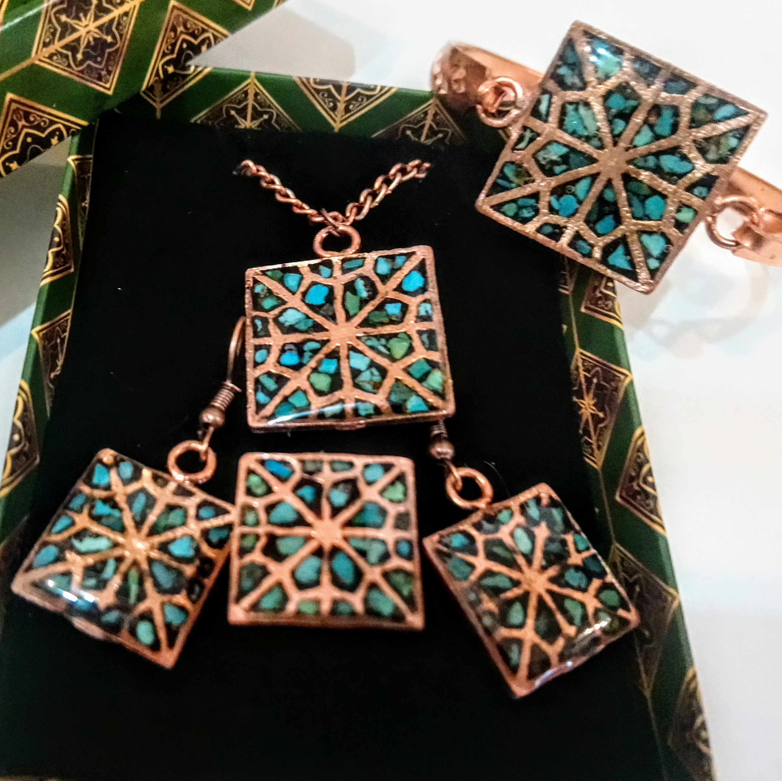 ست کامل فیروزه کوبی طرح شبکه ای
