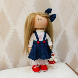 عروسک روسی دختر با موهای زیبا و ارتفاع 35سانتی متر
