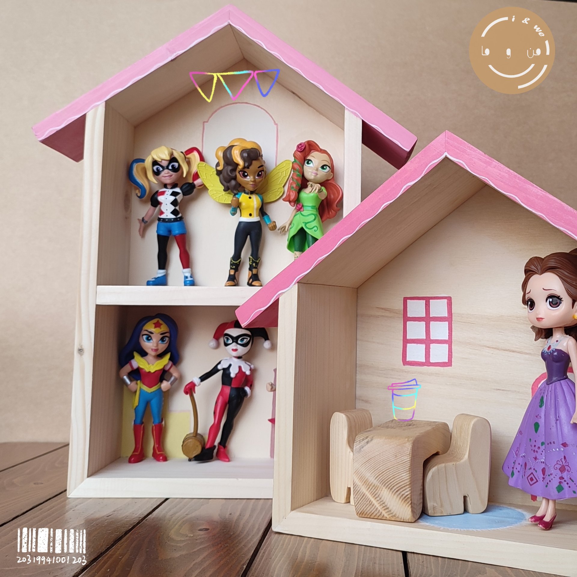 خانه ی عروسک  تیدا 1 یک طبقه  دکوری تزیینی شلف اتاق کودک