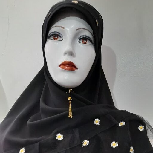 روسری کرپ   طرح ترکیبی تور  بابونه گالری حجاب رئوف