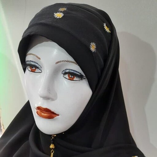 روسری کرپ   طرح ترکیبی تور  بابونه گالری حجاب رئوف