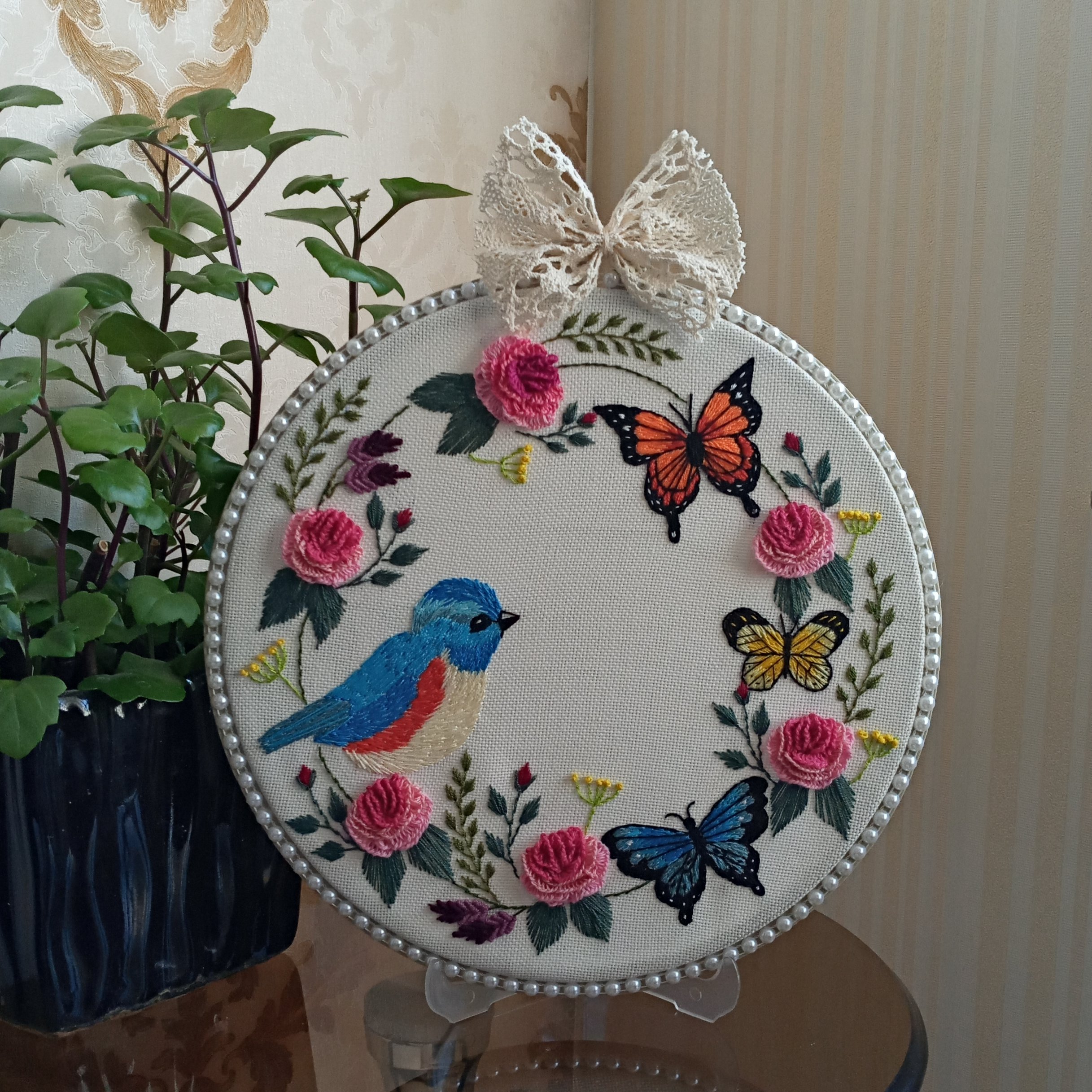 دیوار کوب گلدوزی منظره