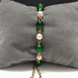 دستبند زیبای مرواریدی سبز مدل ریحانه