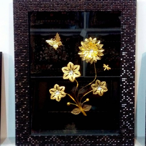 تابلو گل طلا مربع