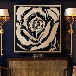 تابلو نقاشی برجسته ورق طلا مدل گل رز