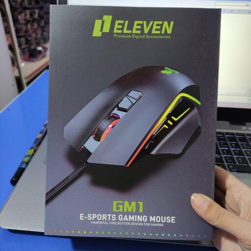 ماوس سیمی گیمینگ برند ELEVEN مدل GM1,دارای 8دکمه،چراغ LED رنگی با قابلیت RGB,دقت تا 7200DPI,مناسب برای طراحی و گیمینگ