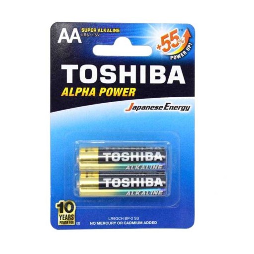 باتری قلمی AA سوپر آلکالاین توشیبا مدل Alpha Power کارتی
