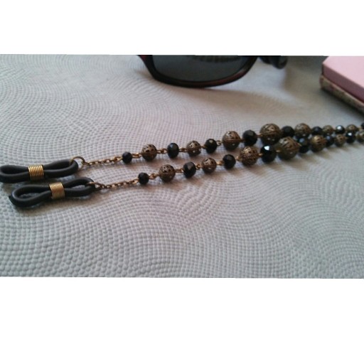 بند عینک دستساز مشکی طرح سنتی زنجیردار .