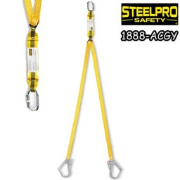 لنیارد تسمه ای دو بازو با کارابین و قلاب بزرگ SteelPro Safety مدل Ergo Shock