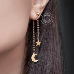 گوشواره آویز ماه و ستاره (جنسش استیله و رنگ ثابت )