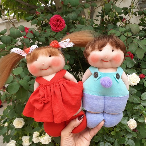 عروسک دست دوز دختر و پسر دوقلو