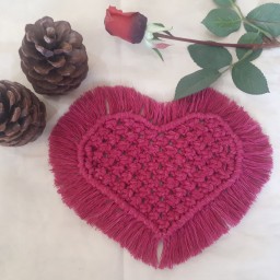 زیرلیوانی مکرومه طرح قلب (دو عددی)