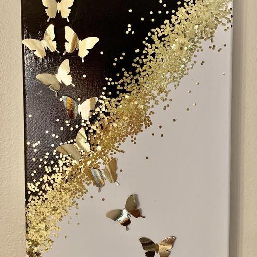 تابلوی نقاشی پروانه های طلایی