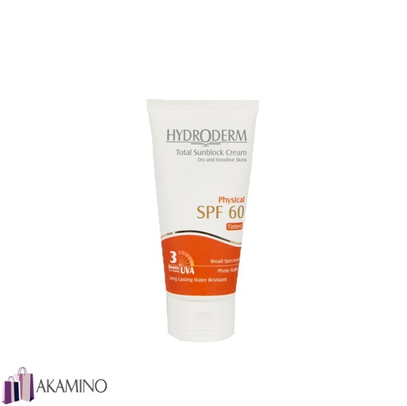 کرم ضد آفتاب رنگی فاقد جاذب شیمیایی رنگی SPF60 برای پوست های خشک و حساس هیدرودرم