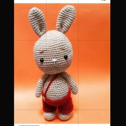 عروسک بافتنی خرگوش،23 سانت.بدون احتساب گوشها.بافته شده با کاموا تُرک،پرشده با متریال درجه یک