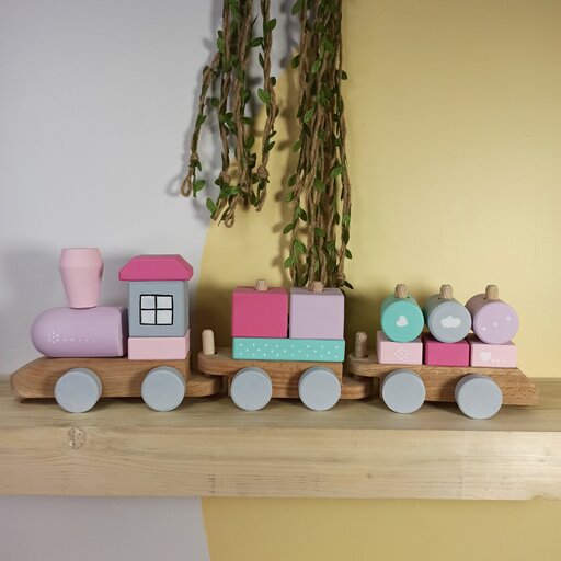 قطار چوبی ( اکسسوری اتاق کودک ) با رنگبندی دلخواه 