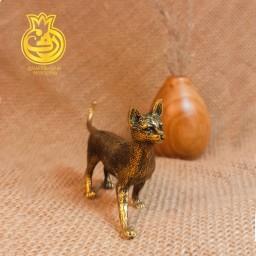 مجسمه دکوری برنجی مدل گربه حبشی