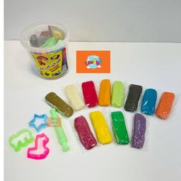 خمیر بازی  رنگی 1 کیلوگرمی با ابزار(نمایشگاه جمکران خورشیدآل یاسین سوغات فرهنگی اسباب بازی