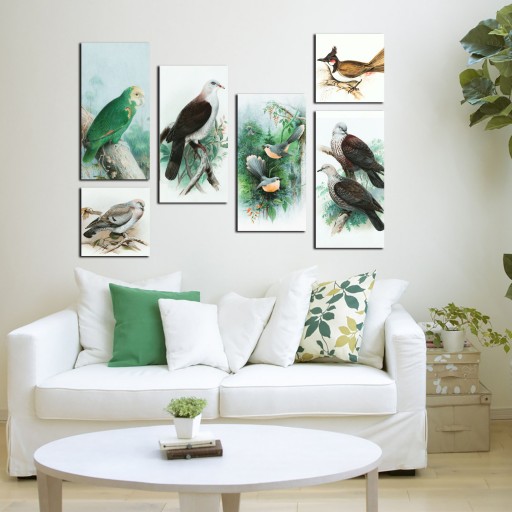 تابلو شاسی 6 تکه طرح نقاشی پرندگان کد 119 سایز 60x80 سانتیمتر