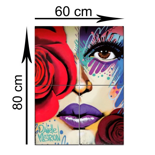 تابلو شاسی چهار تکه طرح صورت گرافیتی کد 111 سایز 60x80 سانتیمتر