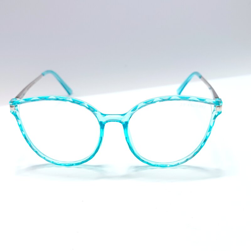 عینک طبی زنانه دخترانه سایز بزرگ رنگ آبی فیروزه ای 