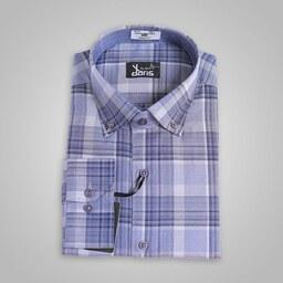 پیراهن مردانه پارچه پشمی چهارخانه رنگ آبی آسمانی