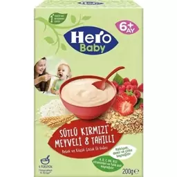 سرلاک هشت غله و میوه های قرمز با شیر هرو بیبی 200 گرم Hero Baby