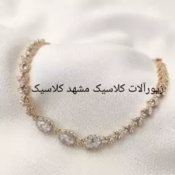 دستبند ژوپینگ اصلی اصل زنانه پر نگین طرح گندمی 