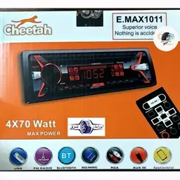 پخش خودرو ضبط ماشین بلوتوثی cheetahچیتا مدل E.MAX 1011 ماشین پنل جدا آیسی بزرگ مولتی کالر گارانتی یکساله 