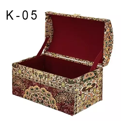 جعبه سنتی چوبی کادویی و فانتزی صندوقچه ترمه مادربزرگ داخل مخمل مدل K کد K-05