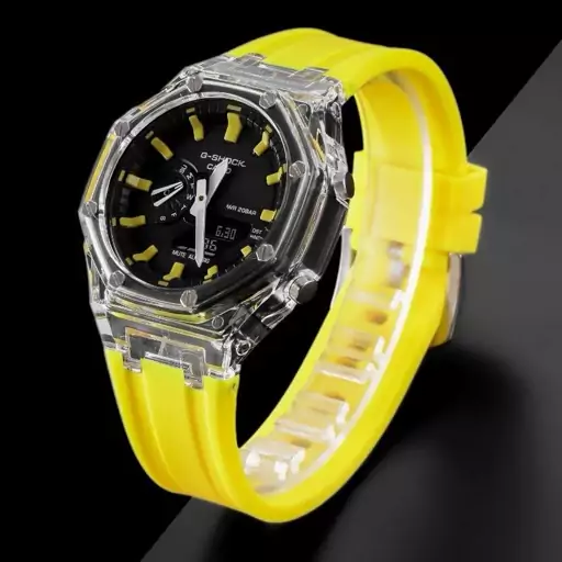 ساعت مچی اسپرت G-shock قاب شیشه ایی موتور برقی ژاپن سفید جی شاک مخصوص ورزشکاران کد2938