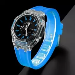 ساعت مچی اسپرت G-shock قاب شیشه ایی موتور برقی ژاپن آبی جی شاک مخصوص ورزشکاران کد2940