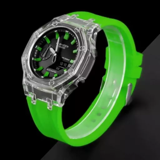 ساعت مچی اسپرت G-shock قاب شیشه ایی موتور برقی ژاپن سبز تیره جی شاک مخصوص ورزشکاران کد2942