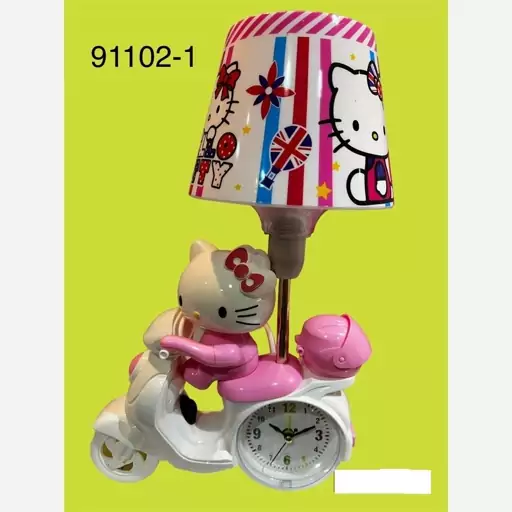 آباژور و ساعت رومیزی هلوکیتی موتور سوار Hello kitty