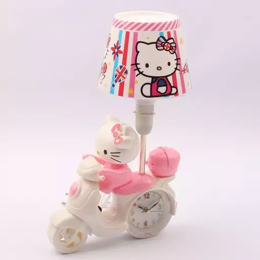 آباژور و ساعت رومیزی هلوکیتی موتور سوار Hello kitty